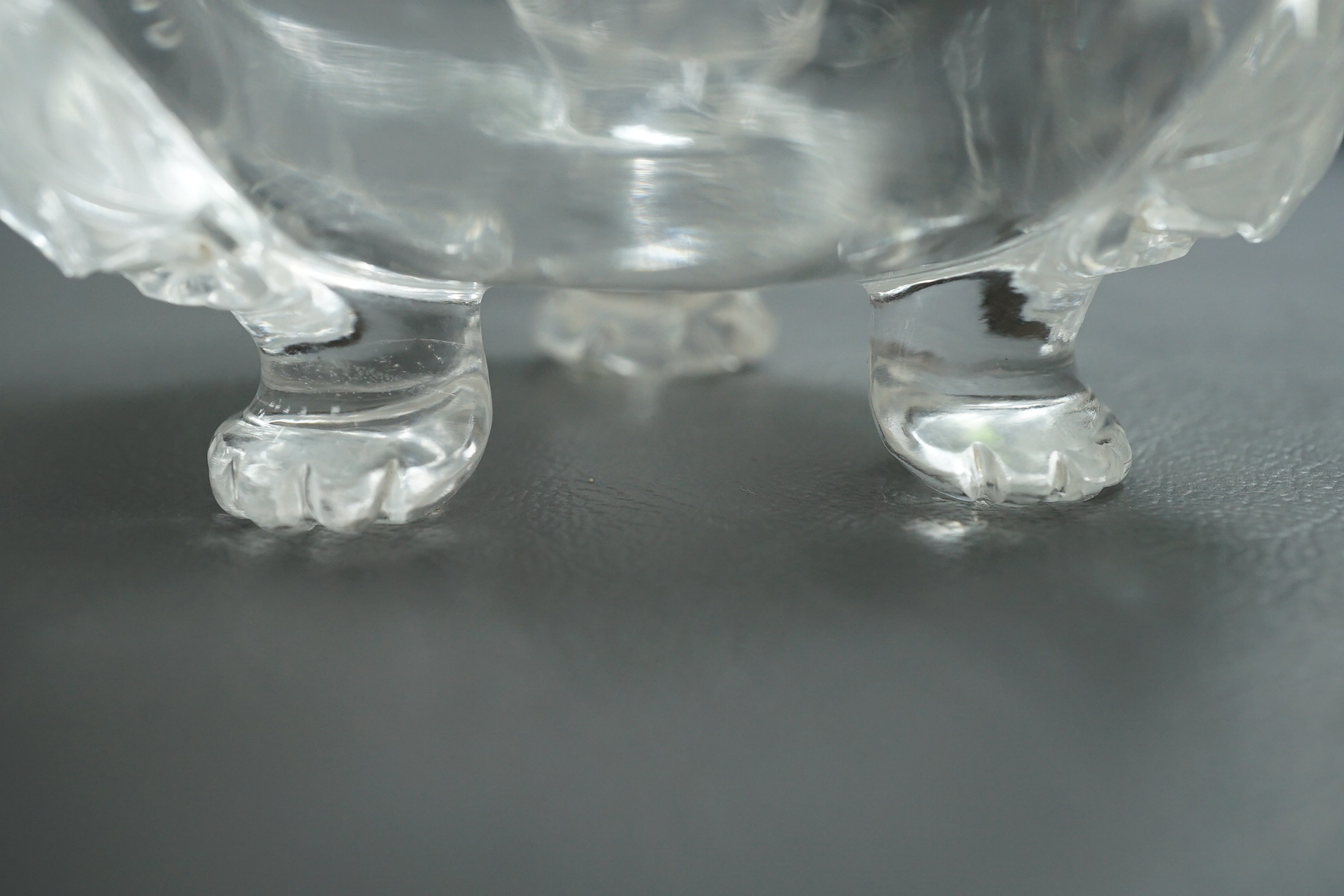 A Chinese rock crystal tripod censer and cover, ding, early 20th century
